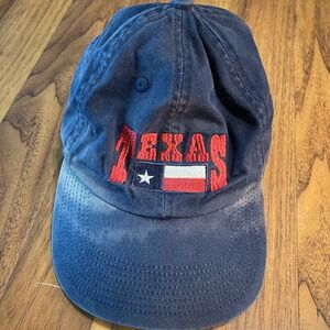 Perrin Texas Flag Baseball Cap Hat Navy Blue Cotton Adjustable Distressed Mens